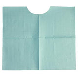 Contour Neck Patient Bibs Blue, 3 Ply with 1 Ply Poly, 17" x 18" REF 917443 TIDI