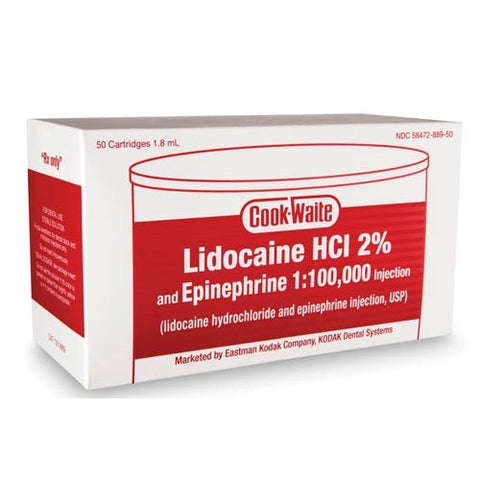 Lidocaine RED 2% Epinephrine 1:100,000 50/Bx  Septodont - 99168 - Gift Card - $2  5+ $5