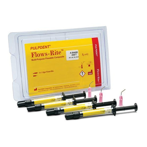 Flows-Rite A Shades Assorted - Pulpdent..4 x 1.5gm syringe & 20 tips (FK1) - Gift Card - $5