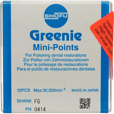 Greenie Silicon Polisher FG Mini Point 0414 f/ Amlgm&Prcs/NPrcs Aly Rfl 12/Bx Shofu Dental Corporation - 0414